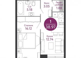 Продажа однокомнатной квартиры, 38.9 м2, Москва, жилой комплекс Рашен Дизайн Дистрикт, к2А