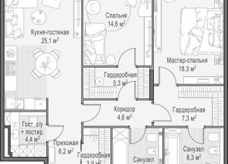 2-комнатная квартира на продажу, 105.3 м2, Москва, Пресненский район