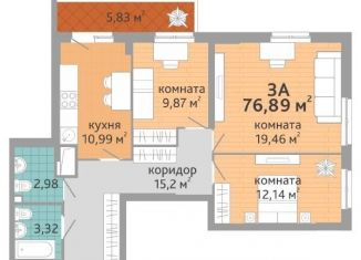 3-комнатная квартира на продажу, 75.7 м2, Екатеринбург, улица Краснолесья, 108/1