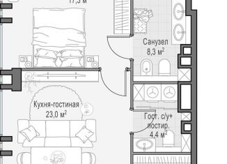 Продается однокомнатная квартира, 56 м2, Москва, метро Беговая