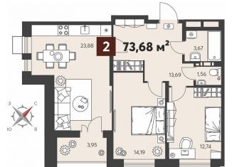Продажа 2-комнатной квартиры, 73.7 м2, Пенза