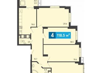 Продам четырехкомнатную квартиру, 118.5 м2, село Засечное, Прибрежный бульвар, 1с6
