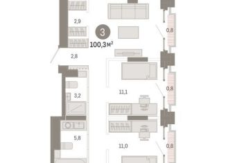 Продам трехкомнатную квартиру, 100.3 м2, Москва, ВАО