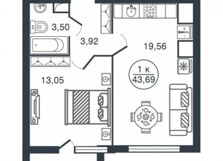 Продам 1-ком. квартиру, 43.7 м2, Тверь, улица Левитана, 70Б, Московский район