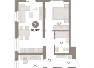 Продается 2-комнатная квартира, 64 м2, Москва, район Метрогородок