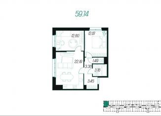 Продается двухкомнатная квартира, 59.7 м2, Тула, Привокзальный территориальный округ