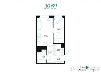 Продается 1-комнатная квартира, 39.6 м2, Тульская область