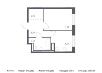 Однокомнатная квартира на продажу, 33.6 м2, деревня Лаголово, жилой комплекс Квартал Лаголово, 1