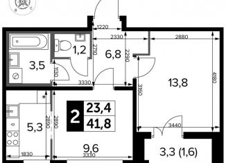 Продается 2-комнатная квартира, 41.8 м2, Москва, станция Молжаниново