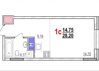 1-комнатная квартира на продажу, 28.2 м2, Белгород, Западный округ, проспект Богдана Хмельницкого, 78