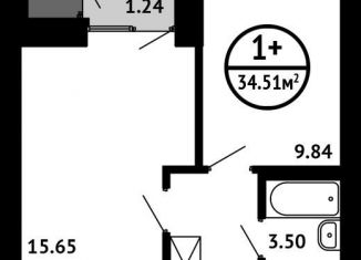 1-комнатная квартира на продажу, 34.5 м2, Уфа, ЖК Цветы Башкирии