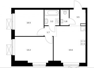 Продажа 2-комнатной квартиры, 49.5 м2, Одинцово, жилой комплекс Одинцово-1, 1.26.2, ЖК Одинцово-1