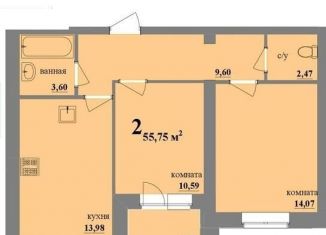 Продаю 2-комнатную квартиру, 55.8 м2, Владимирская область
