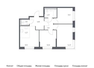 3-комнатная квартира на продажу, 65.2 м2, Санкт-Петербург, муниципальный округ Рыбацкое
