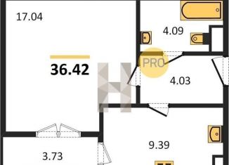 Однокомнатная квартира на продажу, 36.4 м2, Калининград, Батальная улица, 104, ЖК Дом на Батальной