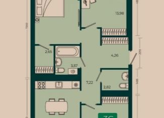 Трехкомнатная квартира на продажу, 85.6 м2, Тюмень, улица Фармана Салманова, 14, ЖК Интеллект Квартал