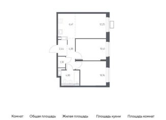 Продам 2-комнатную квартиру, 51.7 м2, Московская область, жилой комплекс Прибрежный Парк, 9.2
