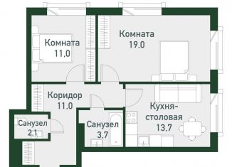 Продаю двухкомнатную квартиру, 60.4 м2, Челябинская область