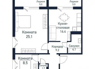 Продажа двухкомнатной квартиры, 65.2 м2, посёлок Западный