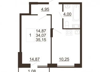 Продам 1-комнатную квартиру, 35.2 м2, городской посёлок имени Свердлова