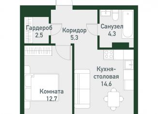 Однокомнатная квартира на продажу, 39.7 м2, Челябинская область