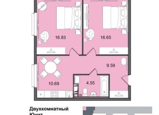 Продажа 2-комнатной квартиры, 58.3 м2, Санкт-Петербург, муниципальный округ Гагаринское, Витебский проспект, 99к1