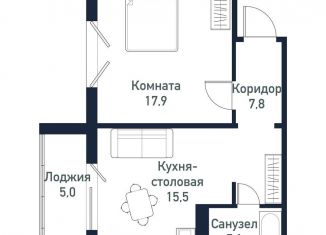 1-ком. квартира на продажу, 46.2 м2, Челябинская область