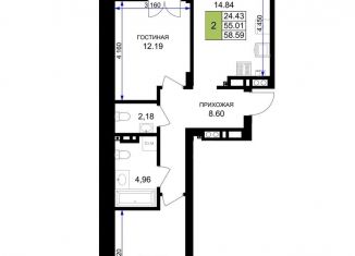 Продажа 2-комнатной квартиры, 58.6 м2, Калининградская область