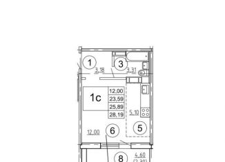 Продам квартиру студию, 26 м2, Челябинск, Советский район, Днепропетровская улица, 5.3.1