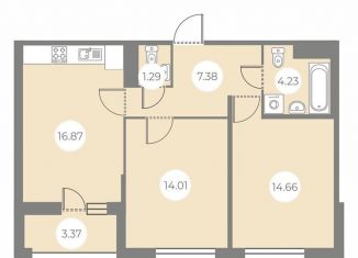 2-комнатная квартира на продажу, 60.1 м2, Санкт-Петербург, Выборгский район, улица Строителей, 3к2