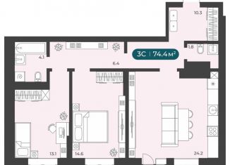 Продается 3-комнатная квартира, 74.4 м2, Новосибирск, Приморская улица, 15с1