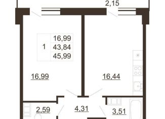 Продам однокомнатную квартиру, 46 м2, Гатчина, улица Хохлова, 16