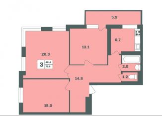 Продается 3-ком. квартира, 76.9 м2, Республика Башкортостан, Дагестанская улица, лит11