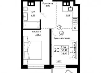 Продаю 2-комнатную квартиру, 38.3 м2, Ростов-на-Дону, улица Текучёва, 370/2