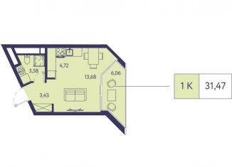 Продам 1-ком. квартиру, 31.5 м2, посёлок городского типа Ливадия