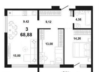 Продается 3-комнатная квартира, 68.9 м2, Новосибирская область