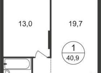 Продам 1-комнатную квартиру, 40.9 м2, Московский, 11-я фаза, к4