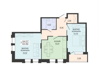 Продается двухкомнатная квартира, 65.9 м2, Воронеж, Железнодорожный район, улица Гаршина, 25к1