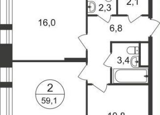 Продается двухкомнатная квартира, 59.1 м2, Московский, ЖК Первый Московский, 11-я фаза, к4