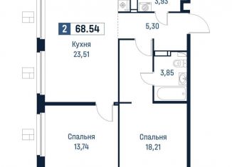 Продам 2-ком. квартиру, 68.5 м2, Мурино