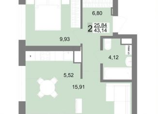 Продам 2-ком. квартиру, 43.1 м2, Екатеринбург, Орджоникидзевский район, Балаклавский тупик, 2В