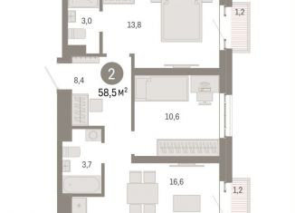 Продам 2-комнатную квартиру, 58.5 м2, Москва, Бульвар Рокоссовского