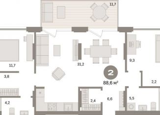 Продается 2-комнатная квартира, 88.6 м2, Свердловская область