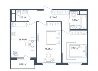 Продается трехкомнатная квартира, 57.9 м2, поселок Мещерино