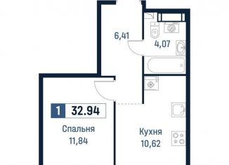 Однокомнатная квартира на продажу, 32.9 м2, Мурино