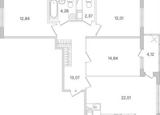 3-комнатная квартира на продажу, 83.5 м2, городской посёлок Янино-1, ЖК Ясно-Янино