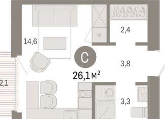 Продается квартира студия, 26.1 м2, Екатеринбург