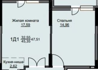 1-комнатная квартира на продажу, 47.5 м2, Московская область, жилой комплекс Соболевка, к8