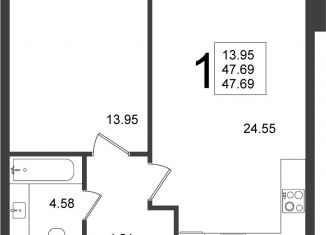 Продаю однокомнатную квартиру, 47.7 м2, Московская область