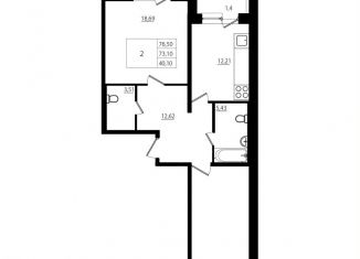 Продается 2-ком. квартира, 73.6 м2, Мурино, улица Шоссе в Лаврики, 78к3